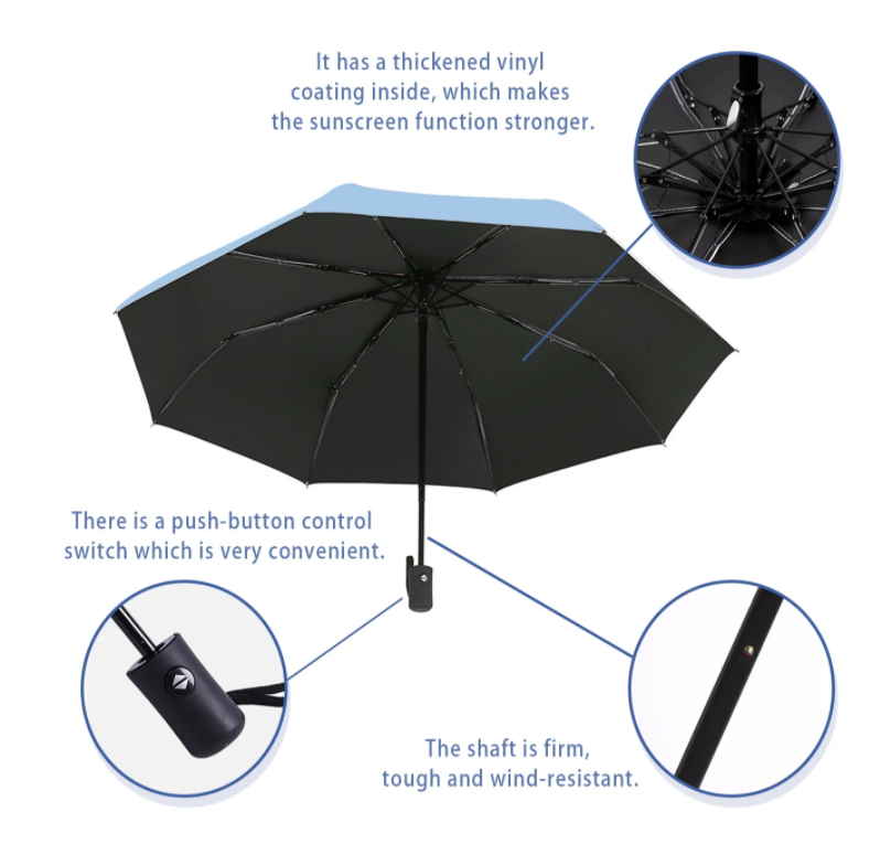 Automatic Umbrella Sun/Rain Anti-UV Windproof 3 Folding Compact Umbrella
