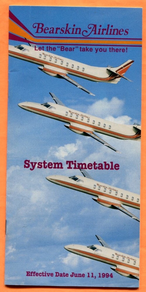 Canada Bearskin Airlines System Timetable 11 June 1994 Brochure