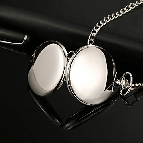 Smooth Pocket Watches for Men Quartz Arabic Digital Smooth-Arabic Dial-Silver