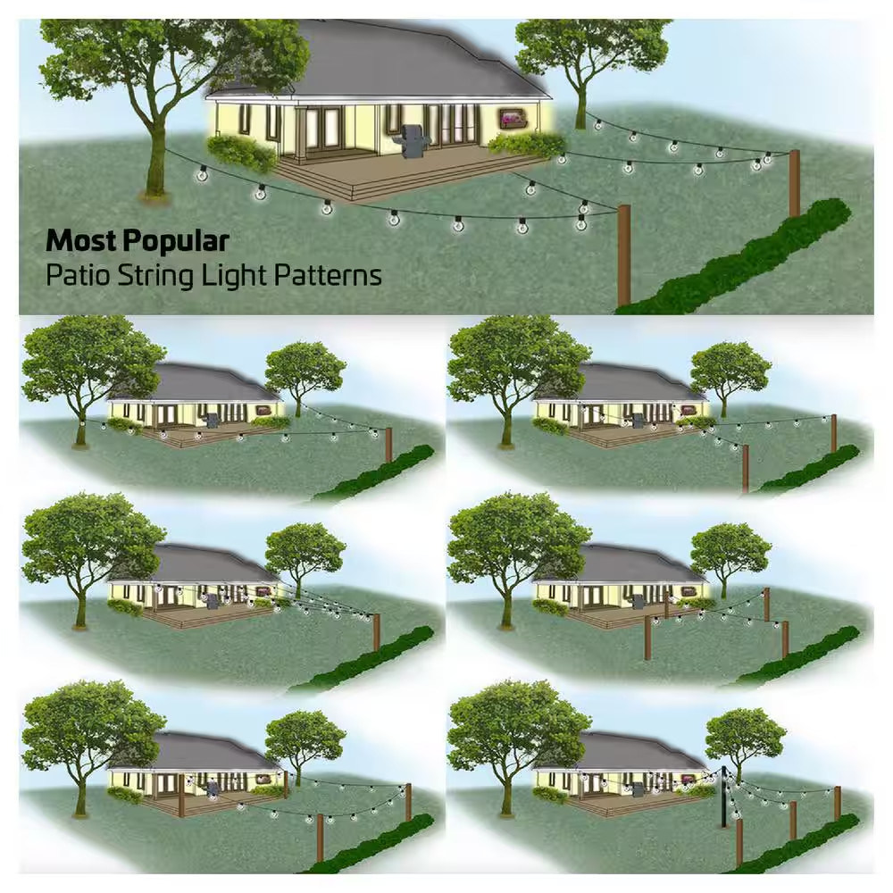 48 Ft. String Light Hanging, Mounting Kit, Wire, Mounting Hooks