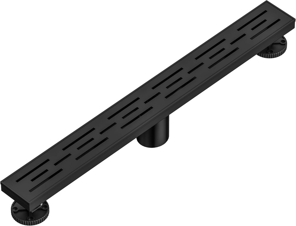 Neodrain 24 in Matte Black Linear Shower Drain, Brick Pattern Gate Rectangular