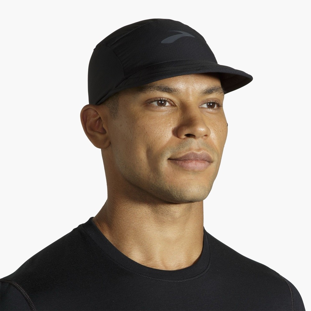 Brooks Running Lightweight Packable Hat Black Weather Resistant NWT