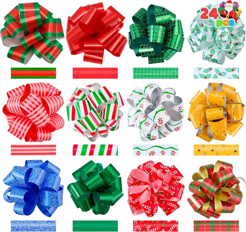 Christmas Wrap Ribbon Pull Bows; Easy and Fast  Wrapping