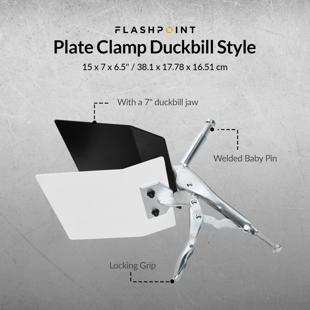 Flashpoint Duckbill Style Plate Clamp, Black/White #PC-DB-BW