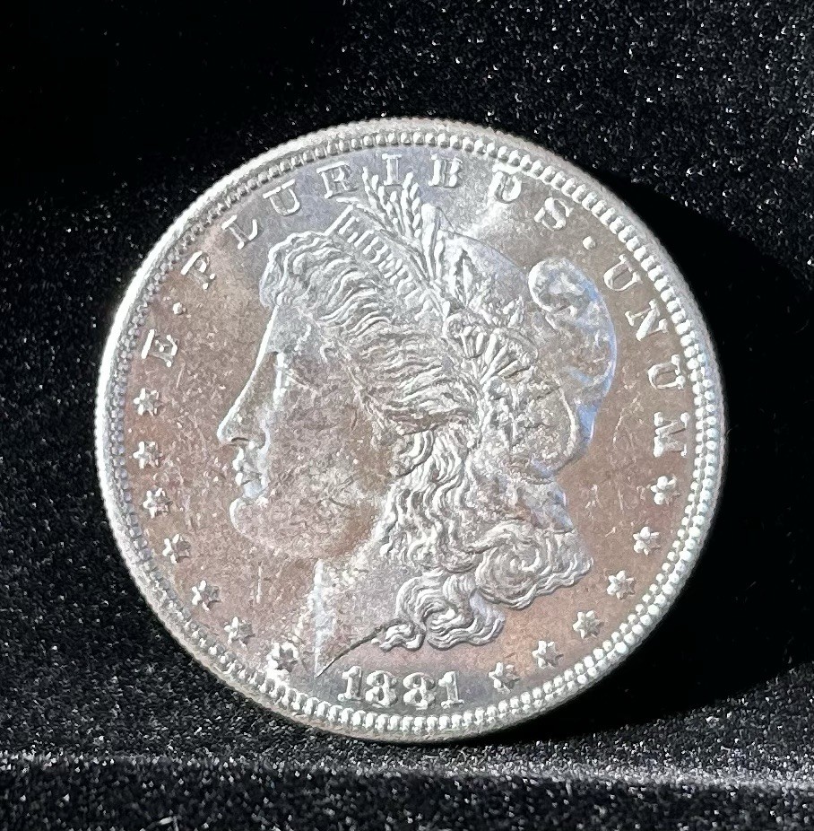 1881-S MORGAN SILVER DOLLAR, BU, STUNNING Example