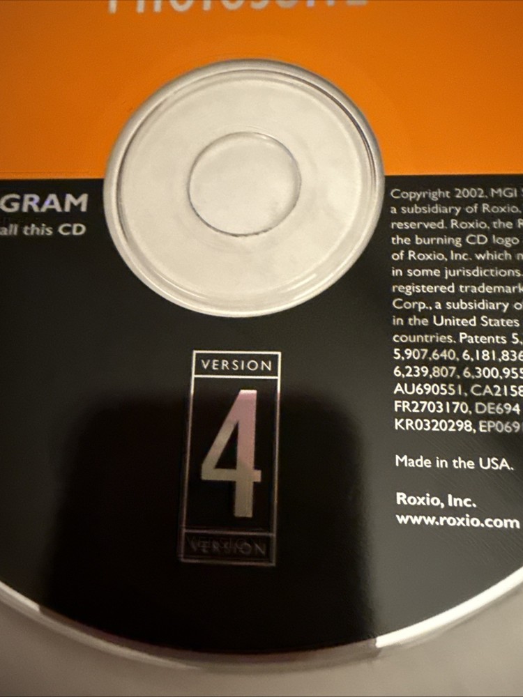 Roxio Photosuite Program Standard Edition 4 for PC Software CD Disc