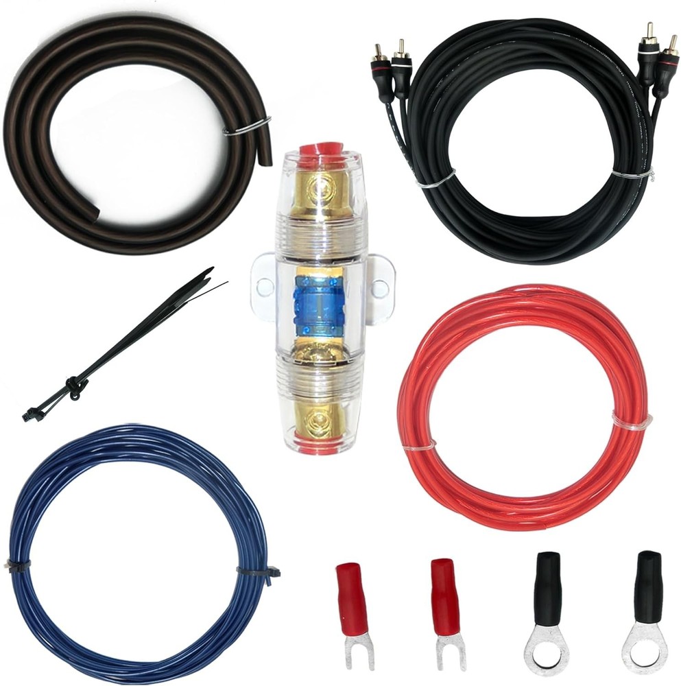 10 Gauge Amplifier Wiring Kit - Includes RCA, Fuse, and Easy Install Features