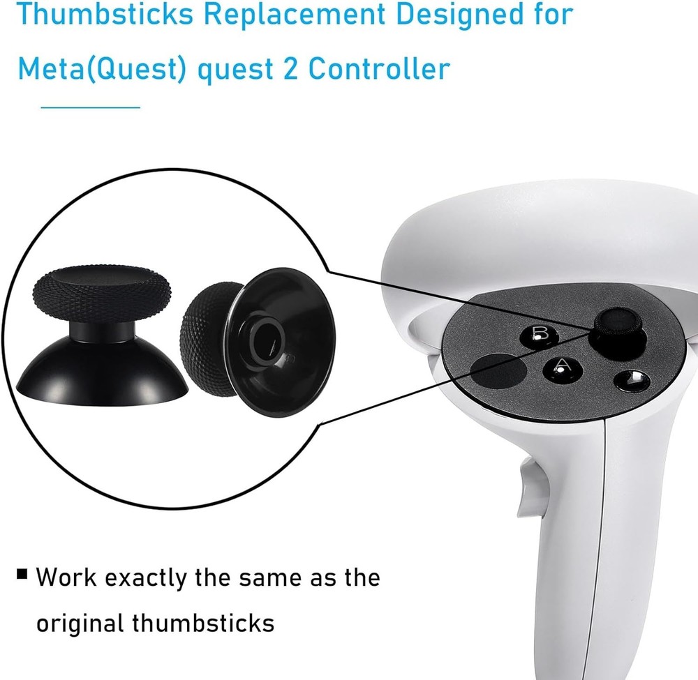2 Pack Thumbsticks Replacement for Meta Oculus Quest 2 Black - 2PCS,