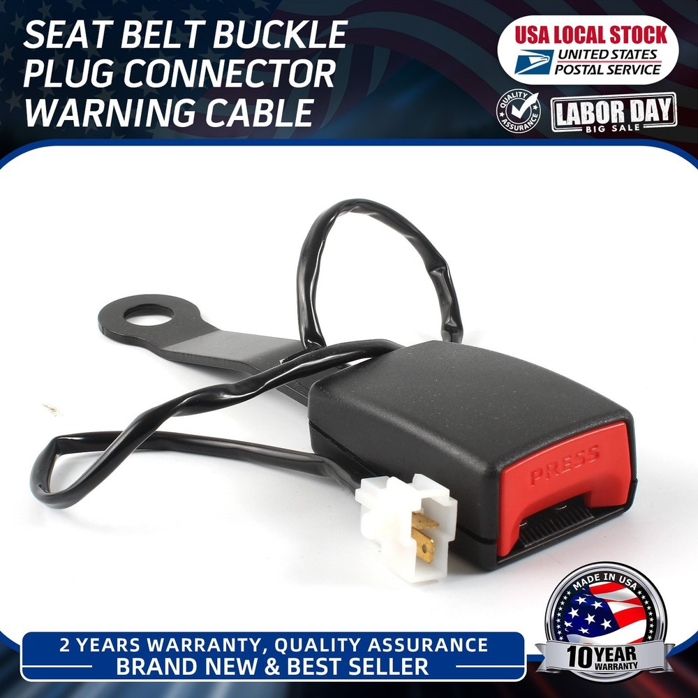 1Pack Universal Auto Car Seat Belt Buckle Socket Plug Connector W/ Warning Cable