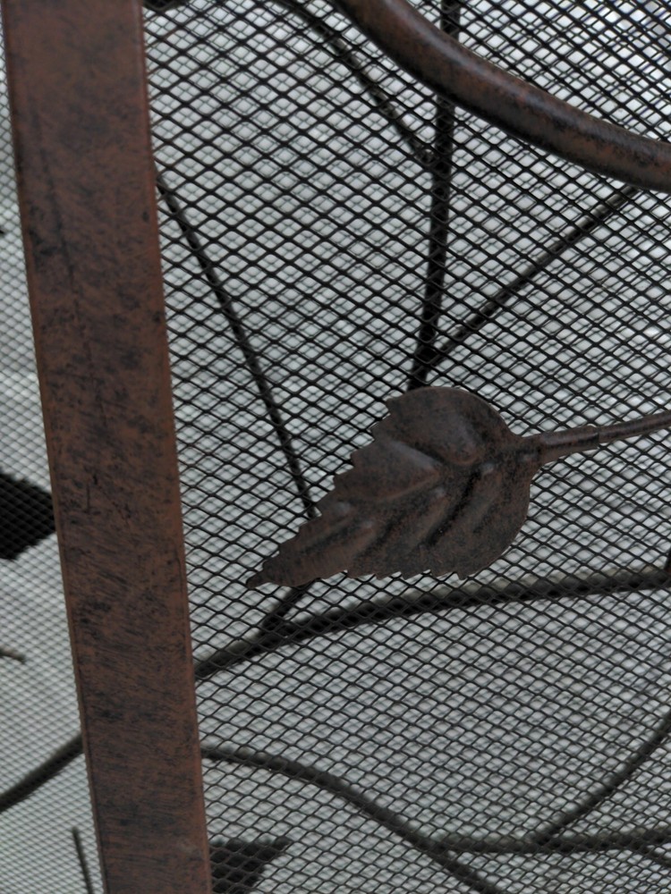 Wrought Iron Decorative Fireplace Screen With Leaves VTG