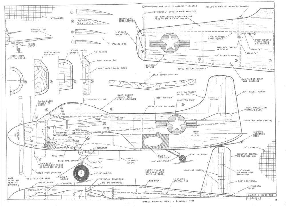 SKYSHARK PLAN & CONSTRUCTION + SCALE ARTICLES for 29" Span UC Model Airplane