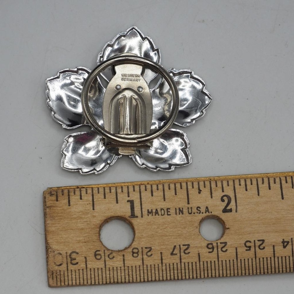 Scarf Clasp Silver Tone Metal Design West Germany