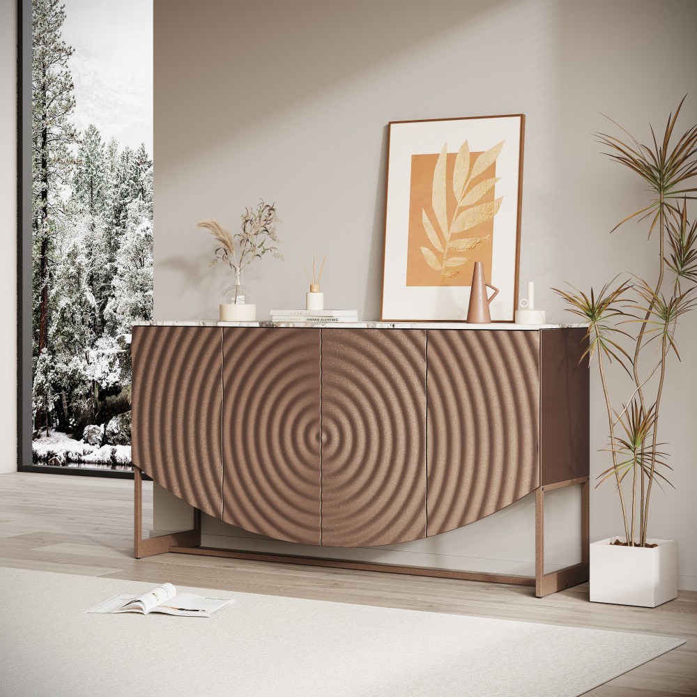 Unique 3 D wave texture sideboard, marble-like sticker counter top, modern style