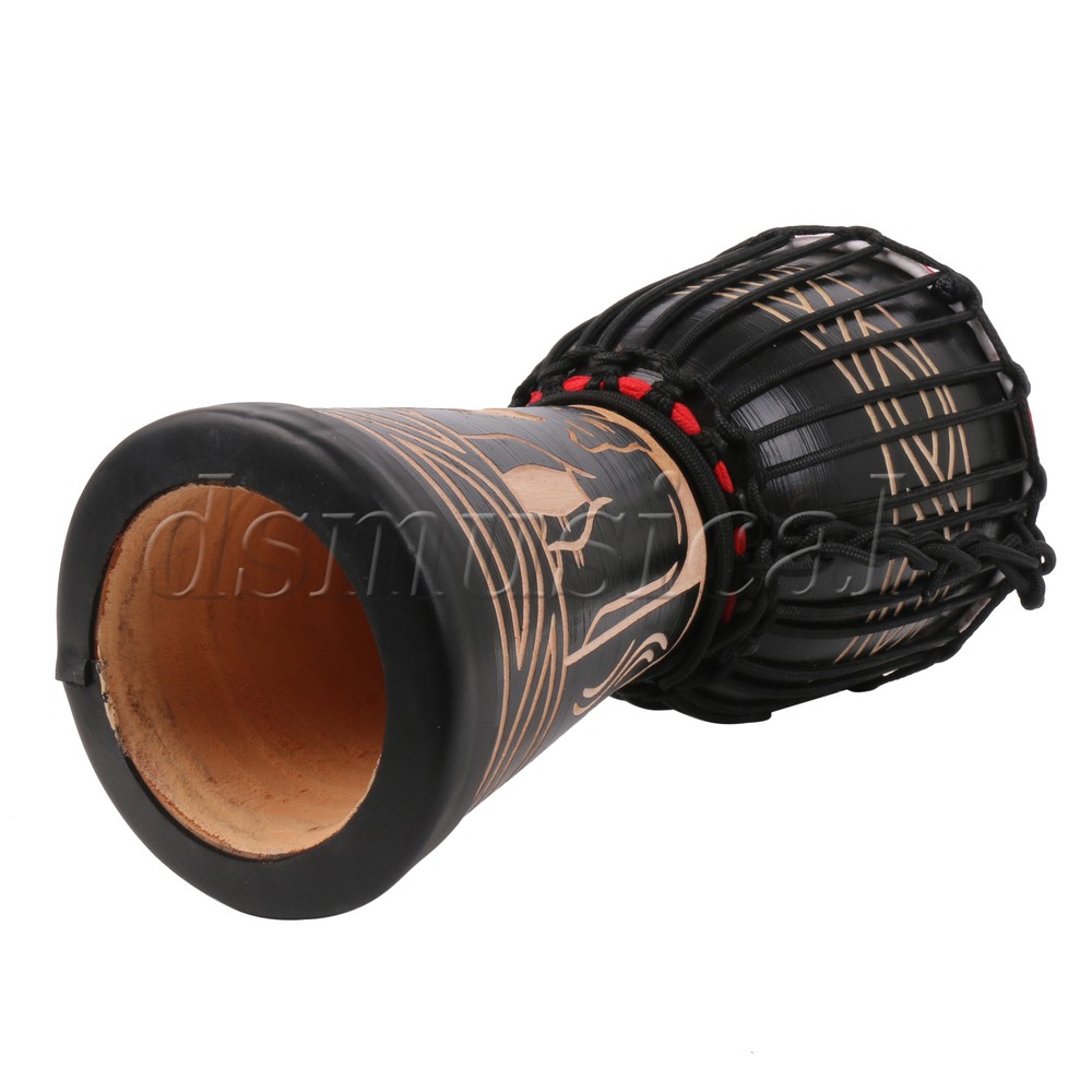 Black Elephant Pattern Djembe Drum Percussion Instrument for Beginner 8"