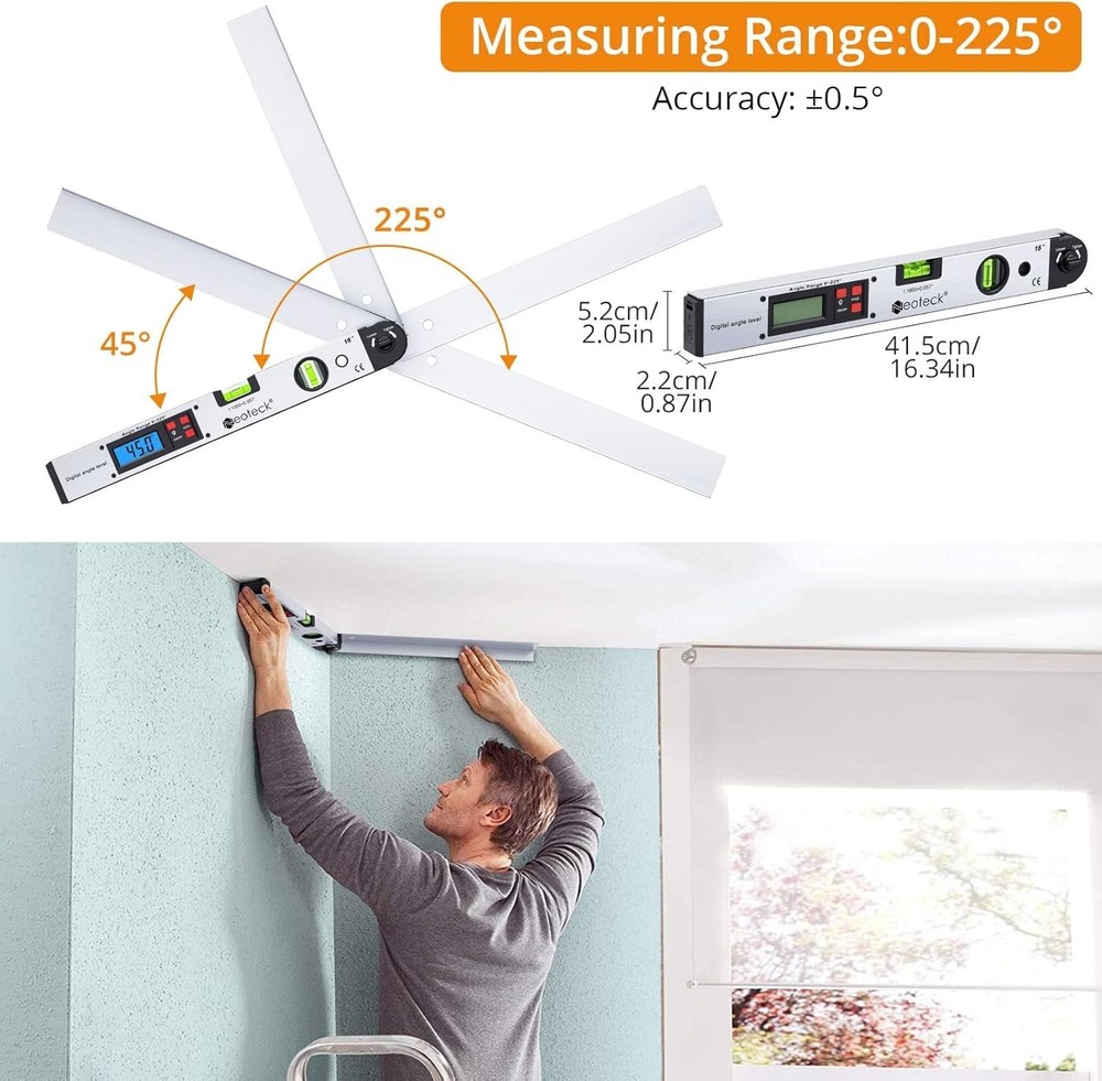 Lightweight Digital Angle Finder with Horizontal and Vertical Leveling Function