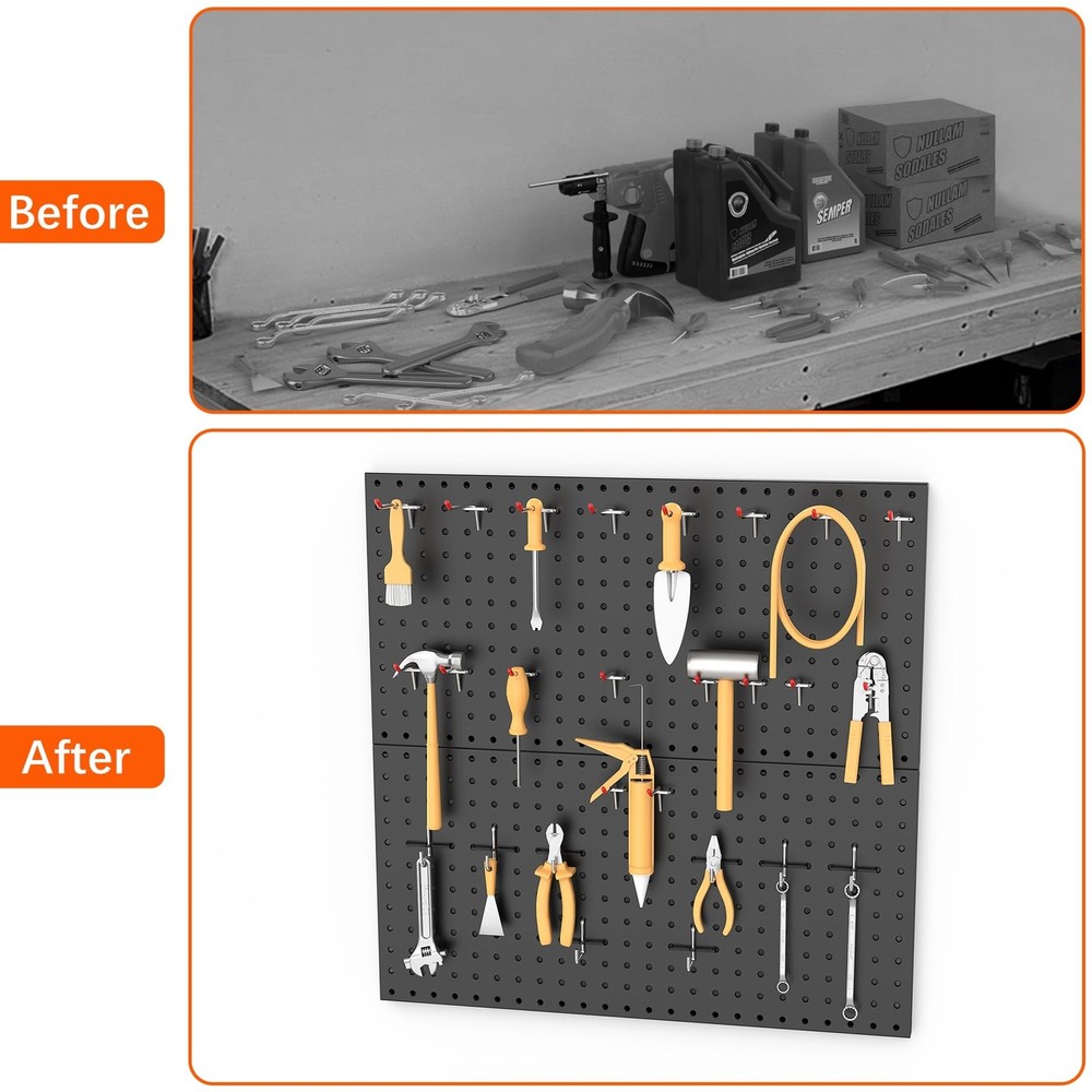 Metal Pegboard Panels for Wall Garage Tools Storage Pegboard for Garage, Work...