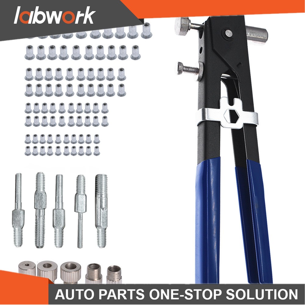 Labwork 86Pcs M3-M8 Blind Rivet Nuts Threaded Insert&Rivet Gun Tool Riveting Kit