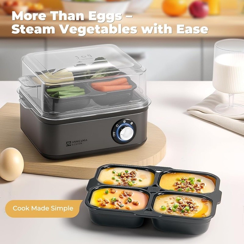 Egg Cooker 8 Egg Capacity Knob Control Soft Medium Hard Boiled Easy Clean New