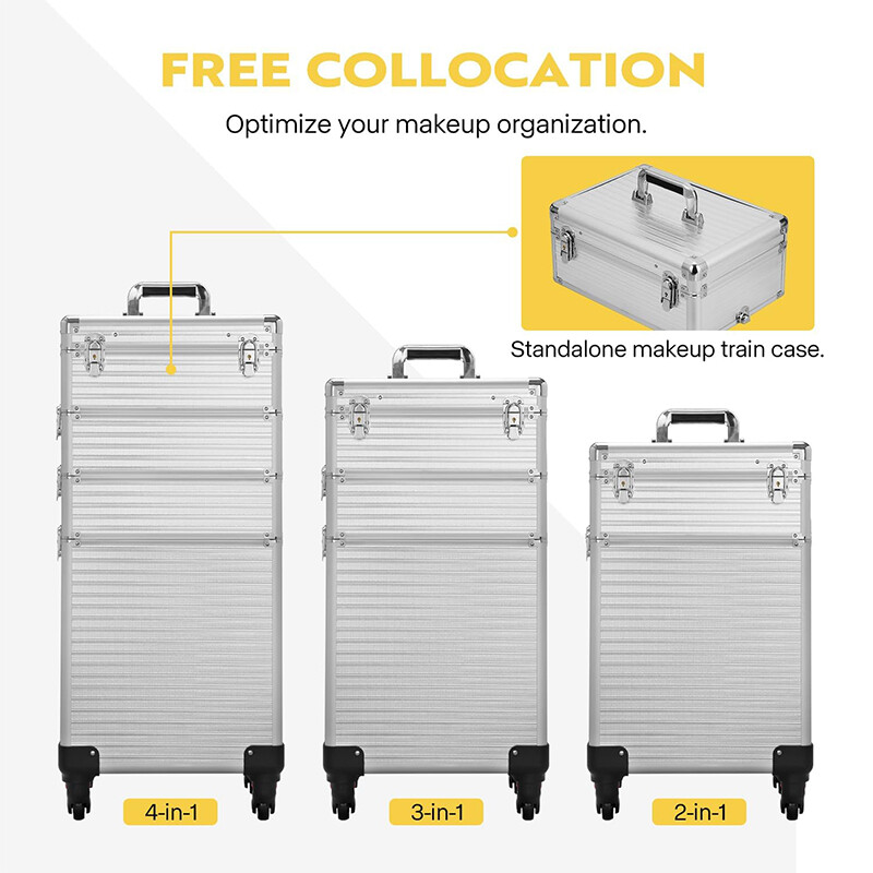 Professional Rolling Makeup Train Case Cosmetic Trolley Makeup Storage Organizer