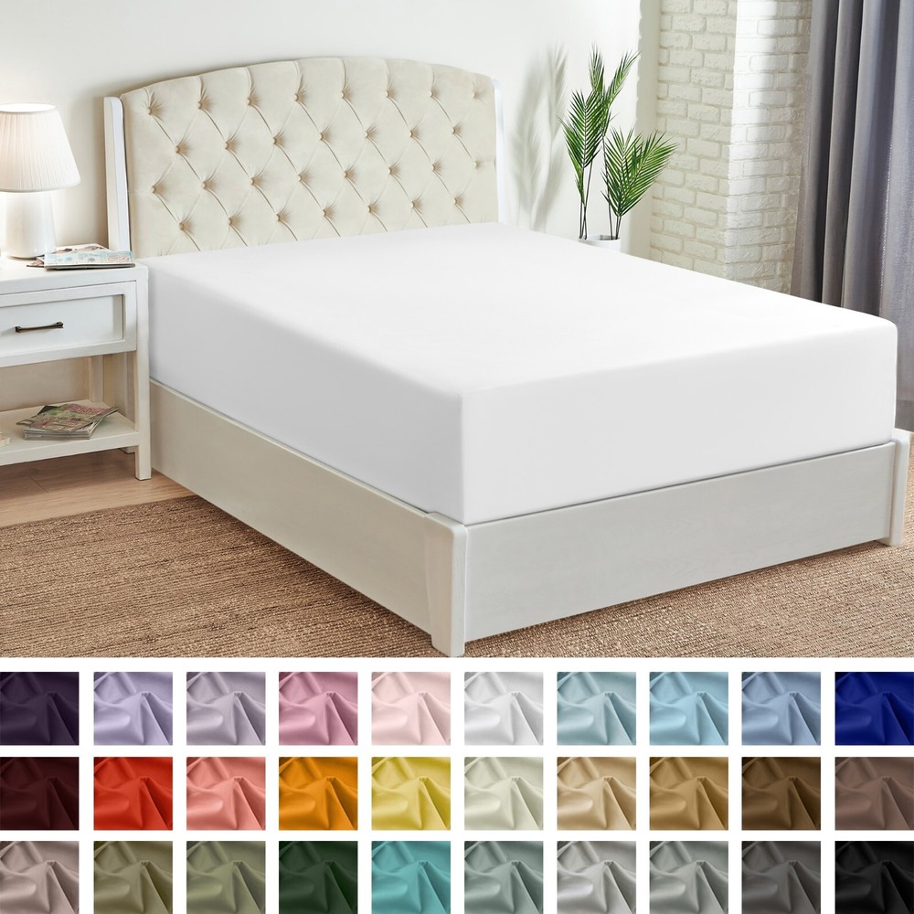 Mellanni Fitted Sheet Microfiber Extra Deep Pocket Up To 21" Deep Mattress