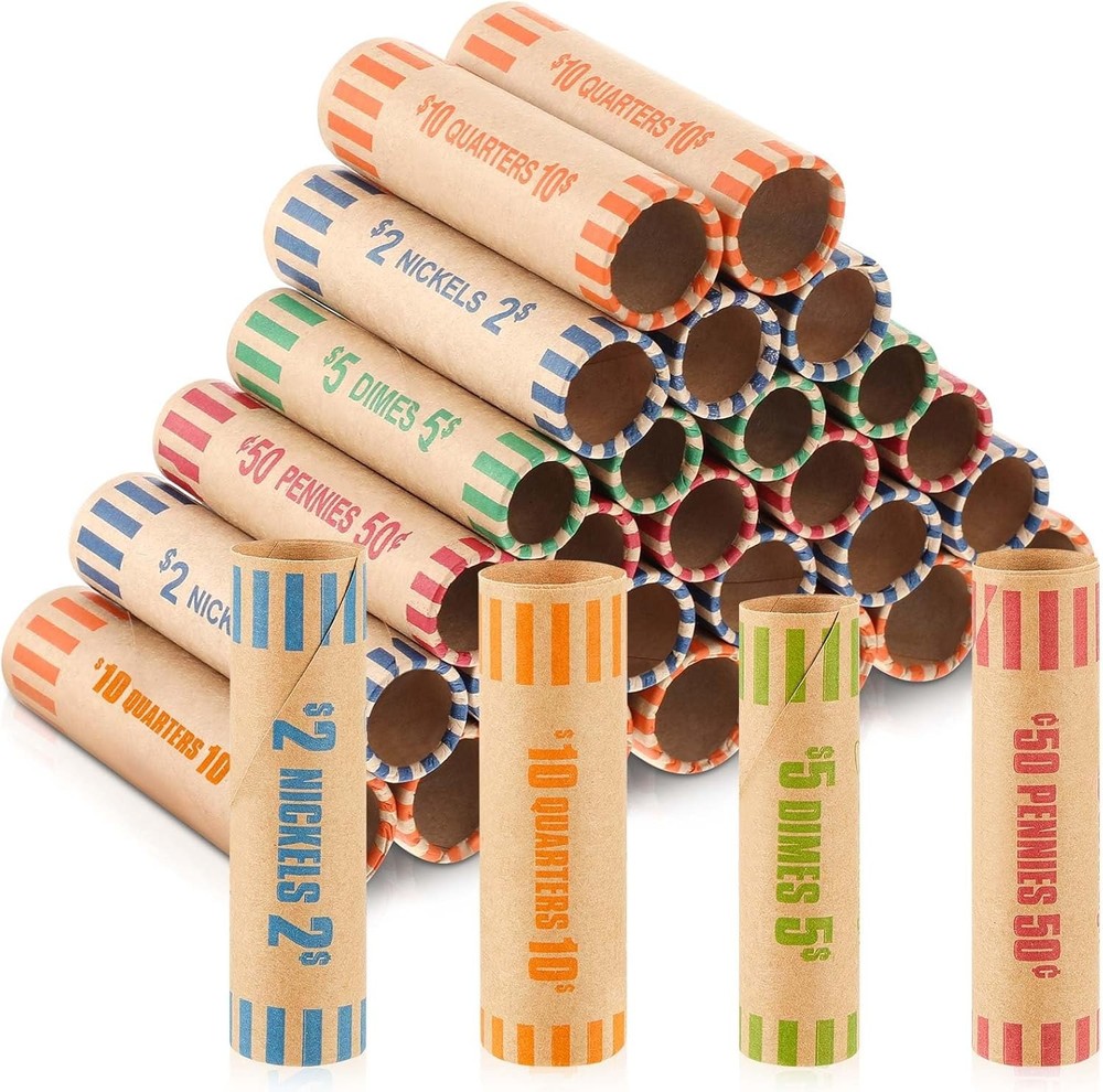 512 Pcs Coin Wrappers Preformed Assorted Heavy Duty Coin Rolls Wrappers Includes