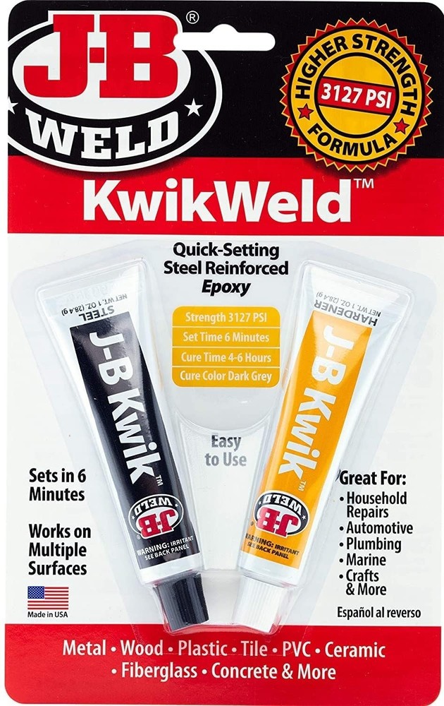 2 oz KwikWeld Fast Setting Epoxy - Strong, Waterproof Dark Grey Repair Solution