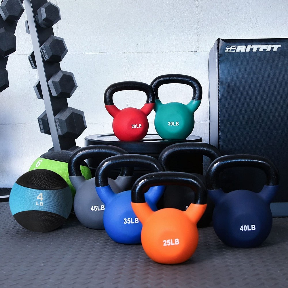 Neoprene Coated Solid Cast Iron Kettlebell - Great for Full Body Workout, Cro...