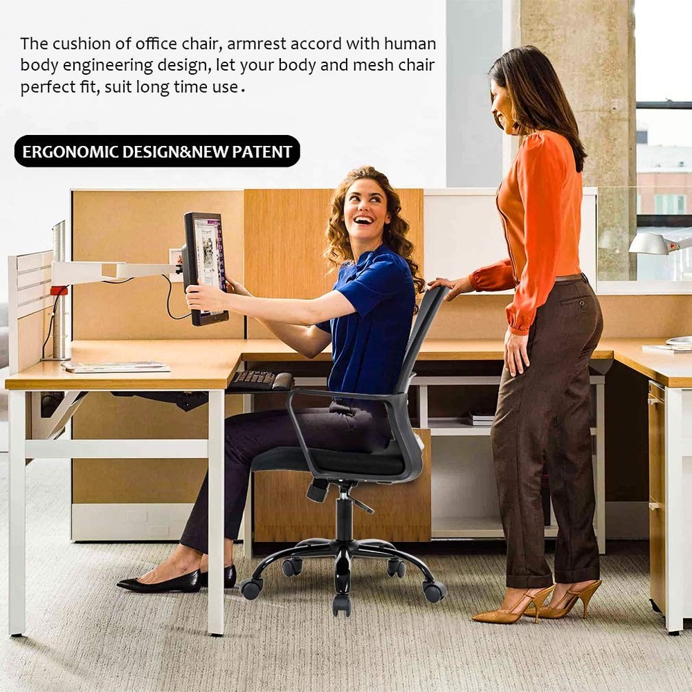 Swivel Rolling Computer Chair Executive Lumbar Support Task Mesh Chair Adjust...
