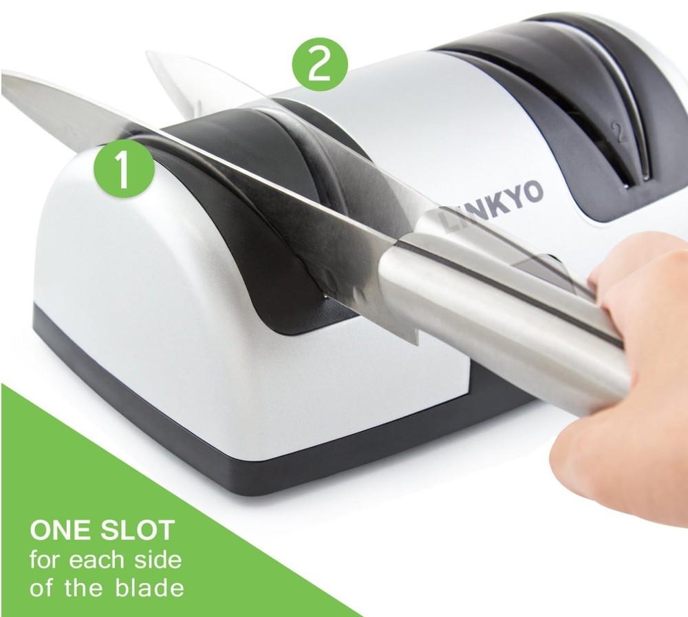 Linkyo Electric Knife Sharpener - Professional Kitchen 2 Stage Sharpening