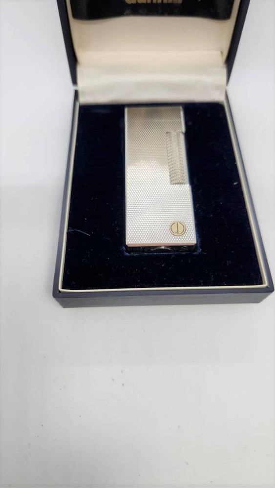 Dunhill Gas Lighter Burley Pattern D Mark Silver Used