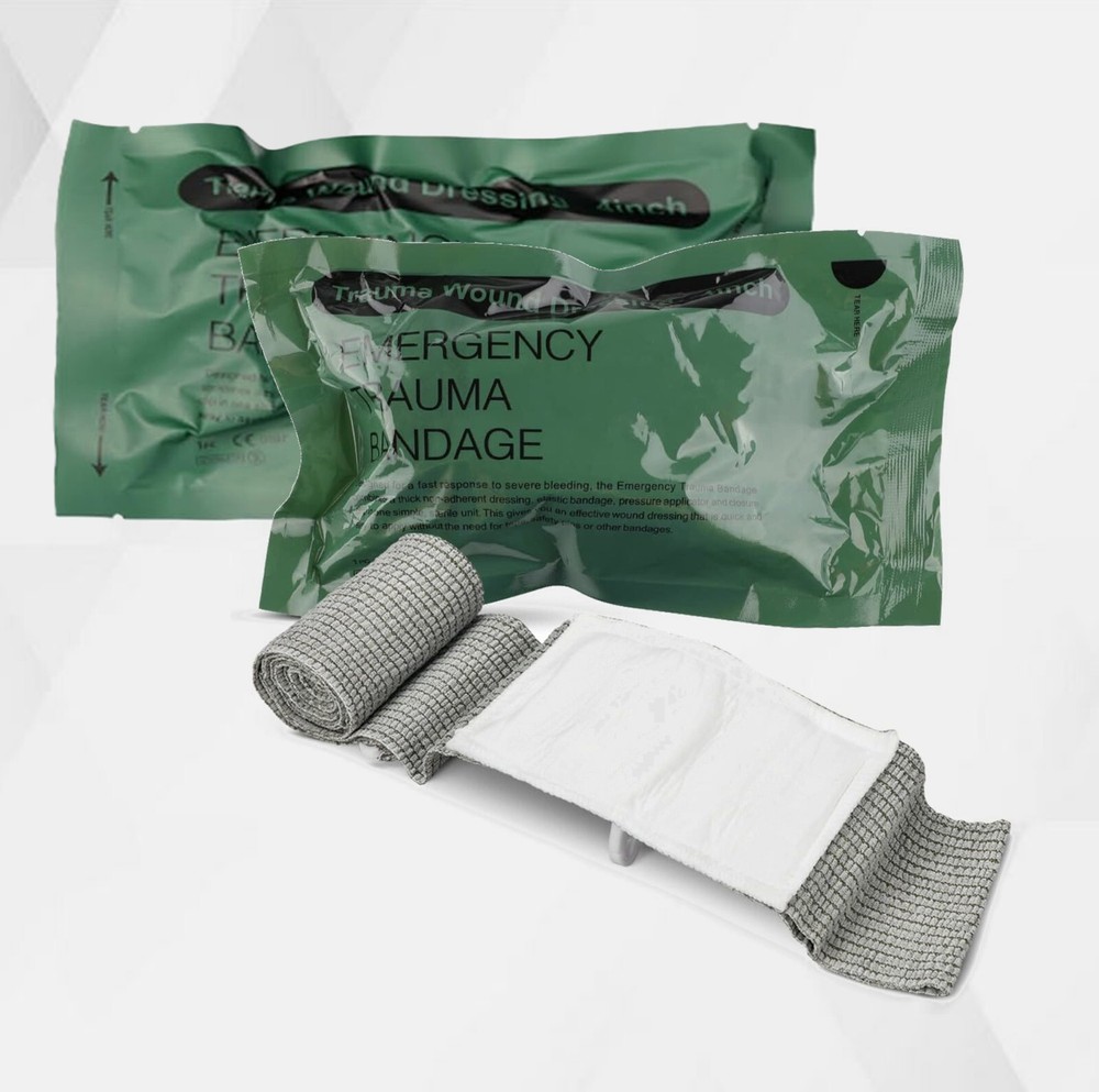 2 PACK 4" Trauma Bandage Emergency Compression Battle Wound Dressing First Aid