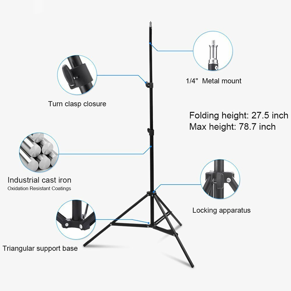Selens 2M Light Stand For Studio Light Softboxe Reflector With Carry Bag 2PCS
