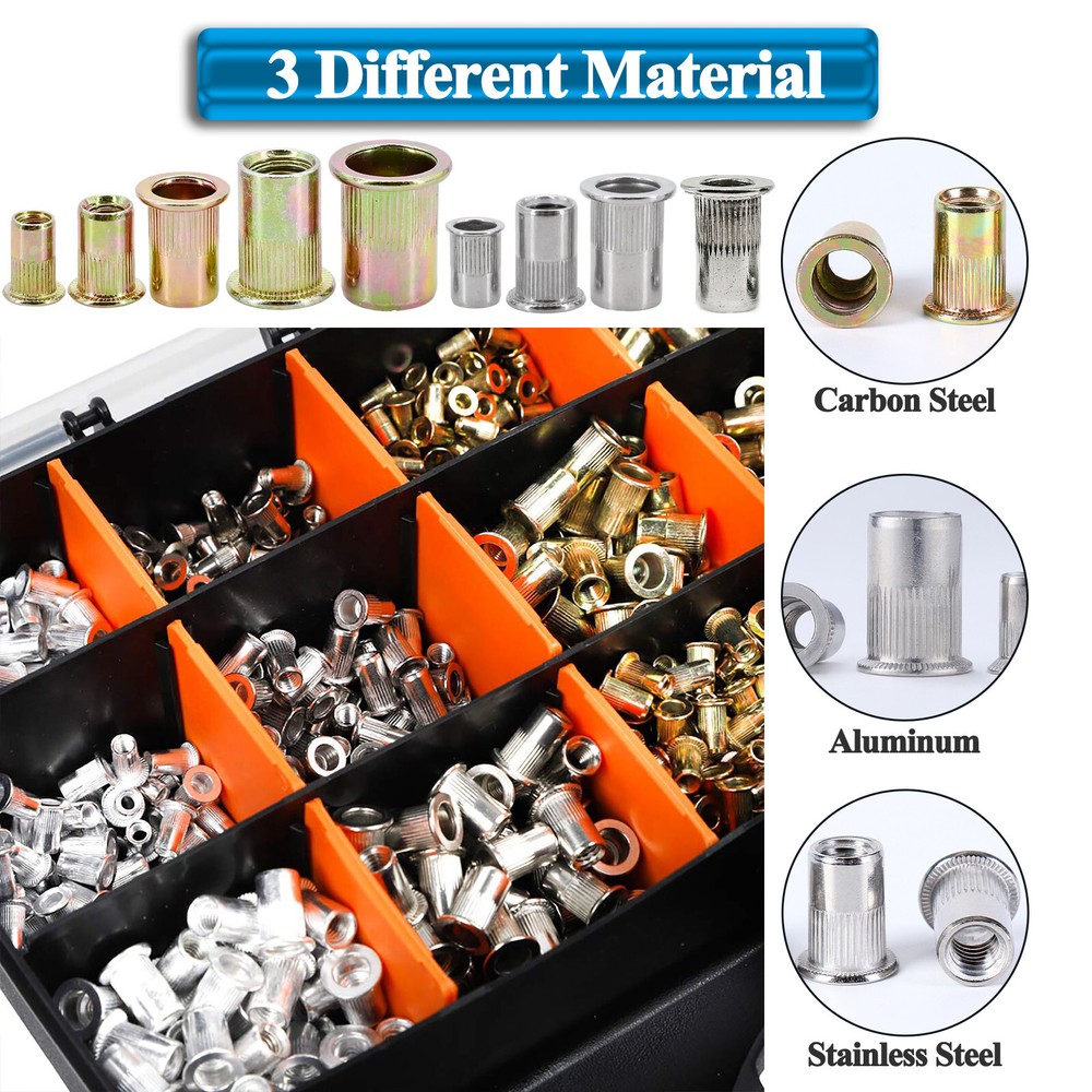 1510PC Rivet Nut Gun Kit Rivnut Setting Tools Nut Setter Tool Hand Blind Riveter