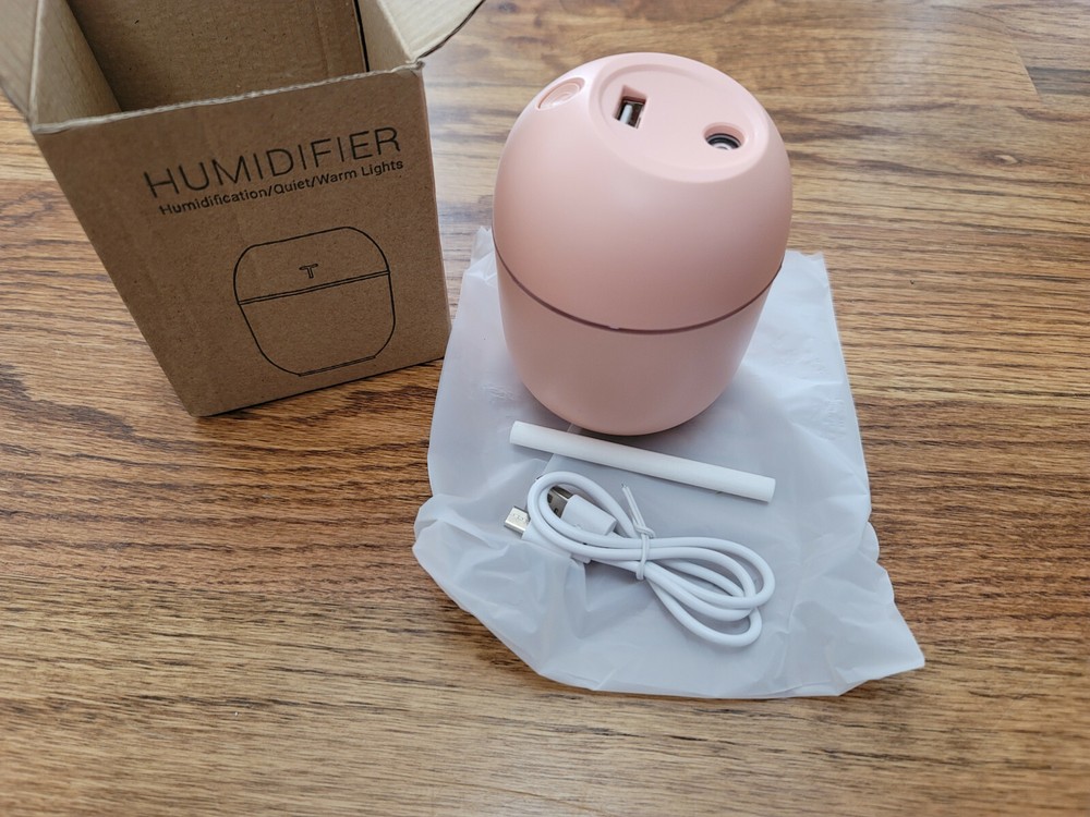 Egg Humidfier Pink Quiet Warm Lights 220mL