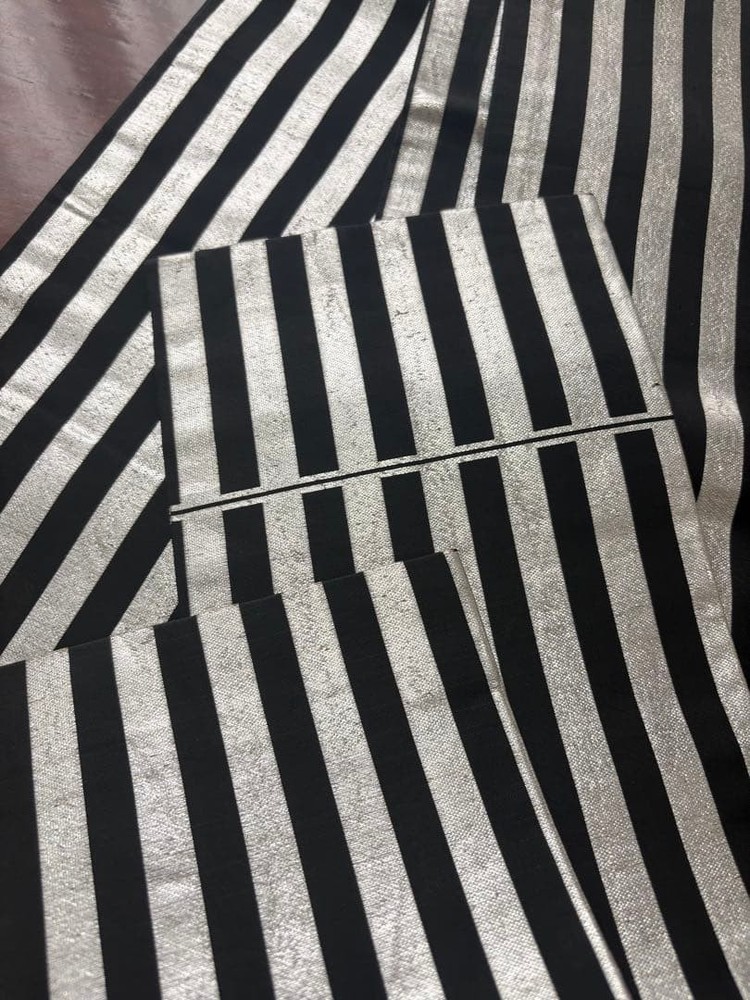 Antique half-width belt ☆ Black and silver line pattern