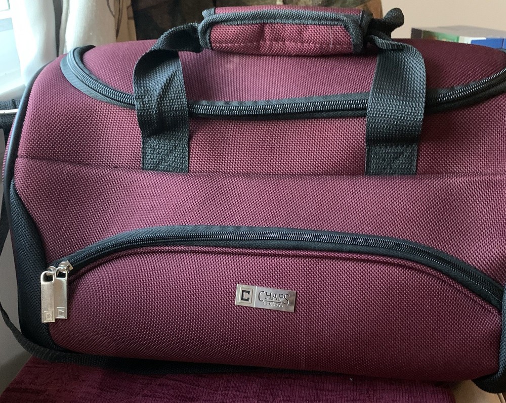 Chaps Burgundy Polyester Duffle Bag Adjustable Strap Soft Case