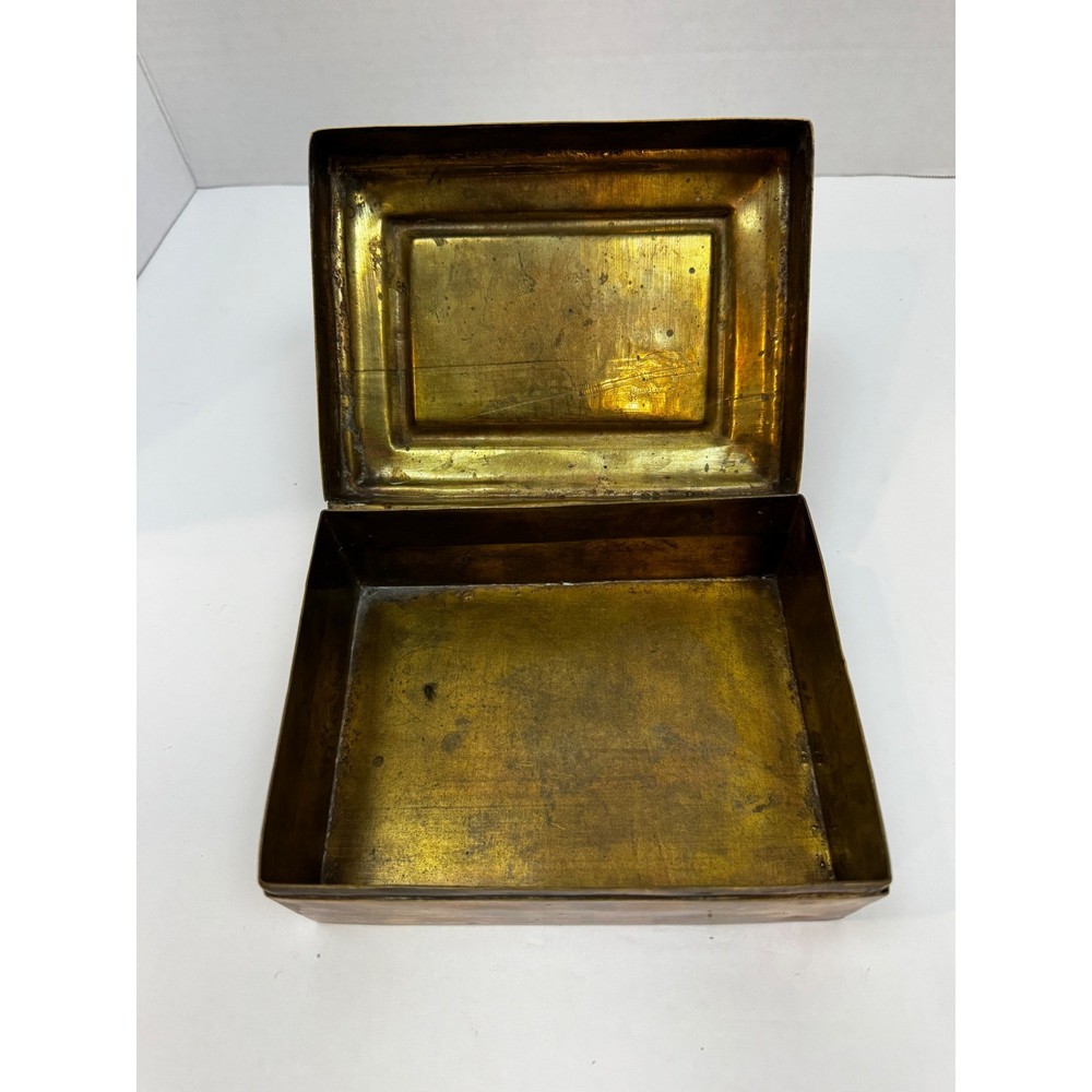 Vintage Solid Brass Hinged Decorative Box Rectangular Keepsake Trinket Chest