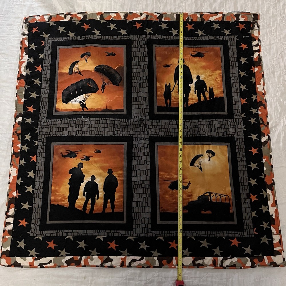 Quilted Military Wall Hanging Orange Black