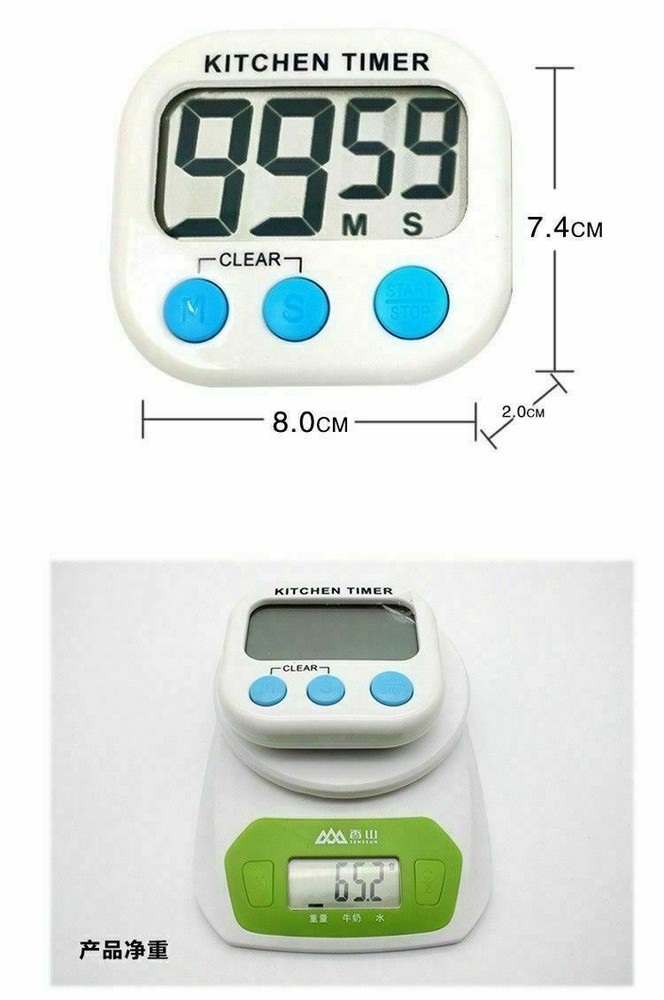 Magnetic Large LCD Screen Digital Kitchen Timer Alarm Count Up Down