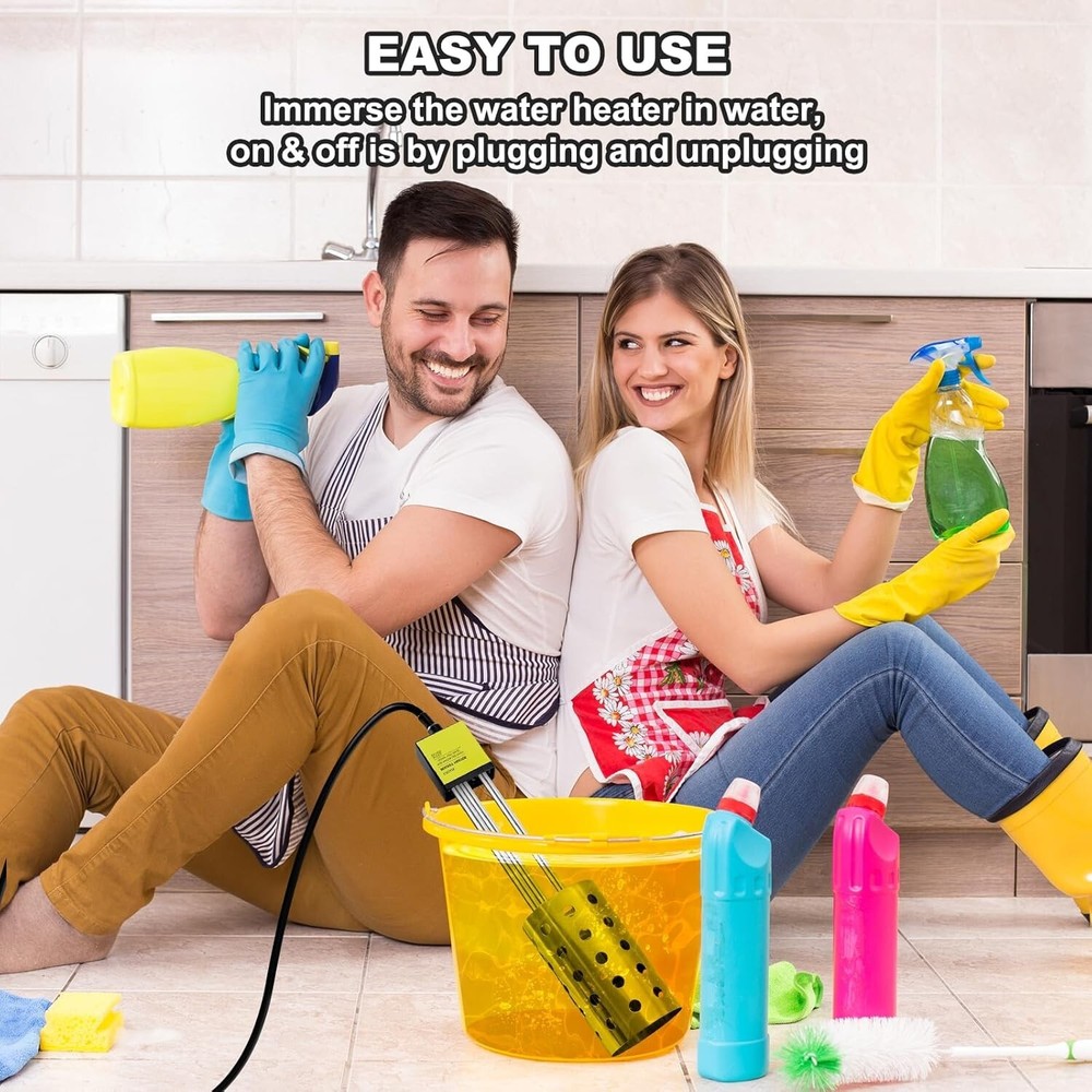 1500W Immersion Heater, Gesail UL-Listed Bucket Water Heater 304 Stainless-Steel