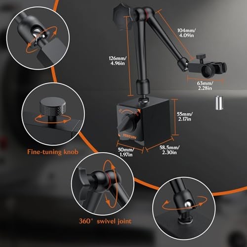 Dial Indicator with Magnetic Base Set, 0-1" Magnetic Base with Dial Indicator