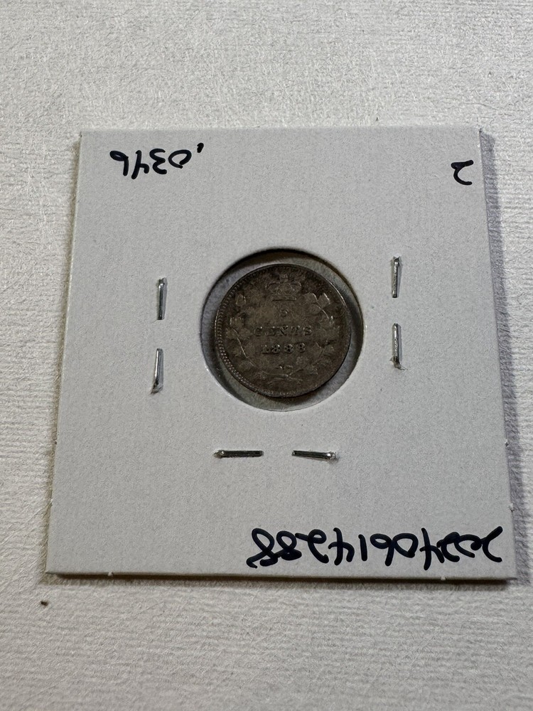 1888 Canada 5 Cents Small Silver Coin Cleaned