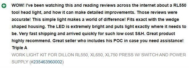 Work light Kit For DILLON XL 650 PRESS W/ SWITCH AND POWER SUPPLY