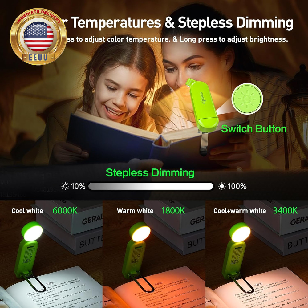 USB Rechargeable Book Light, Blue Light Blocking, Amber Light Clip on Bookmark S