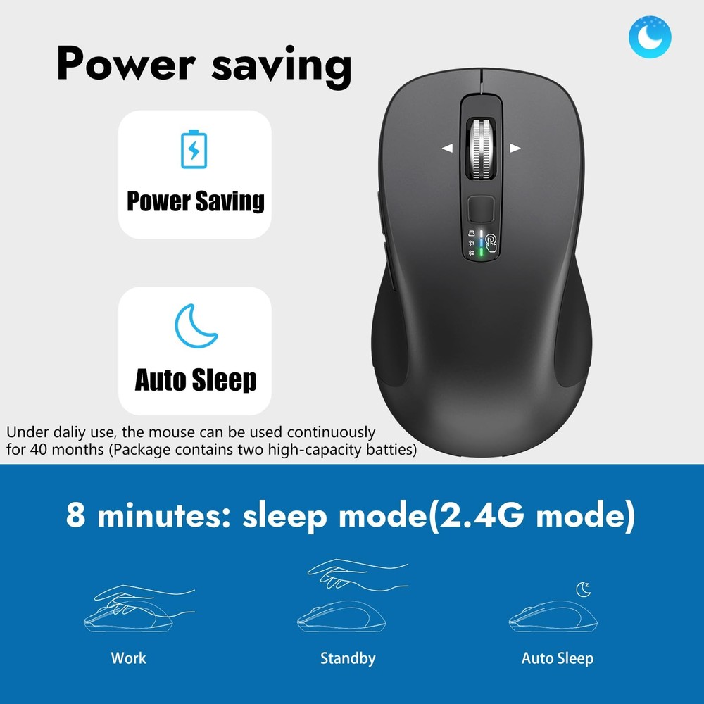 Wireless Bluetooth (USB + BT1 + BT2), Full Size , 4-Way Scrolling, Multi-Devi...