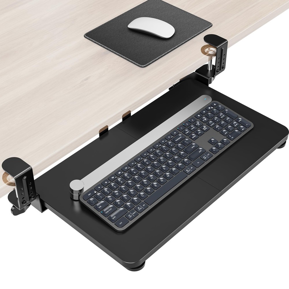 Ergonomic Mouse & Keyboard Tray under Desk, Pull Out with Adjustable C-Clamp, 20