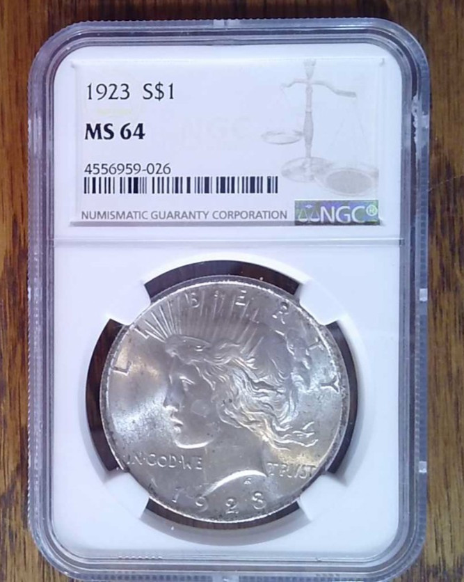 1923-P BU Silver Peace Dollar NGC MS64 (026)