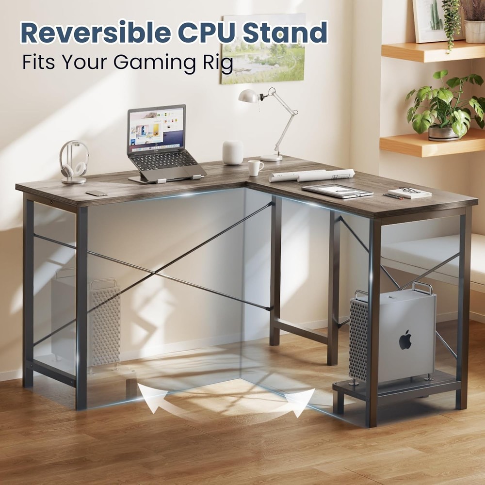 L Shaped Desk Gaming Computer Desks Corner Office Table W/ CPU Shelf Home Study