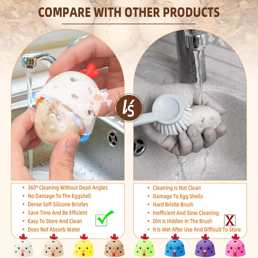 Creative Chicken-Shaped Egg Washer & Scrubber – Silicone Egg Cleaning Brush