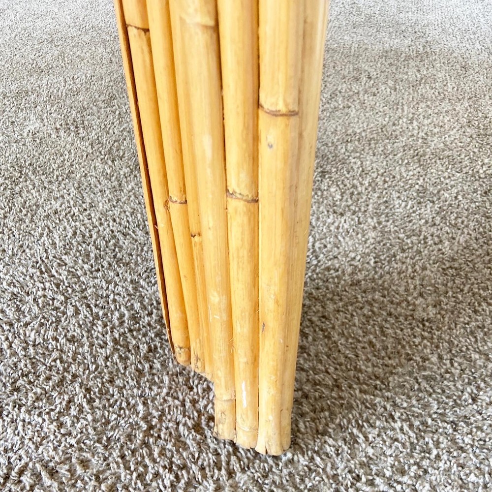 Boho Chic Split Bamboo Smoked Glass Top Dining Table